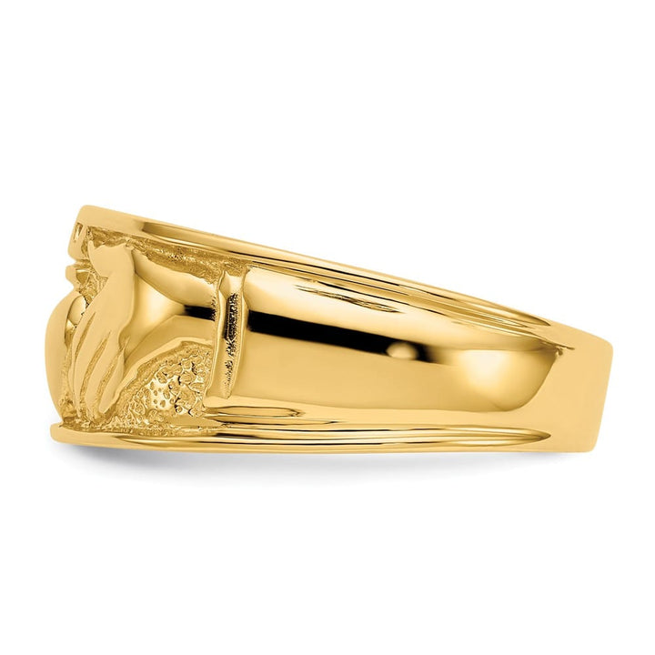 14k Yellow Gold Men's Polished Claddagh Band