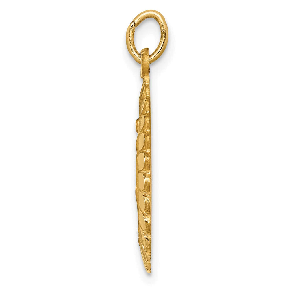 14K Yellow Gold Miraculous Medal Scalloped Edge Oval Pendant