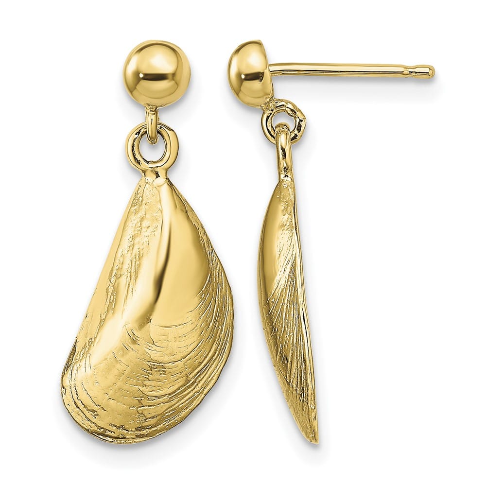 14K Yellow Gold Mussel Shell Dangle Earrings, view 1 of 4