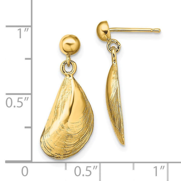 14K Yellow Gold Mussel Shell Dangle Earrings, view 4 of 4