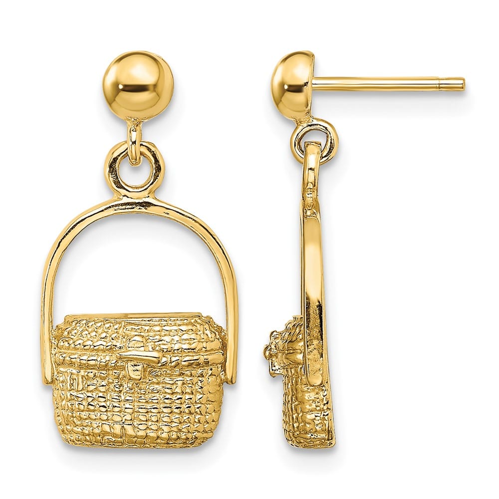14K Yellow Gold Nantucket Basket Dangle Post 20.8 x 10.8 mm Earrings, view 1 of 4