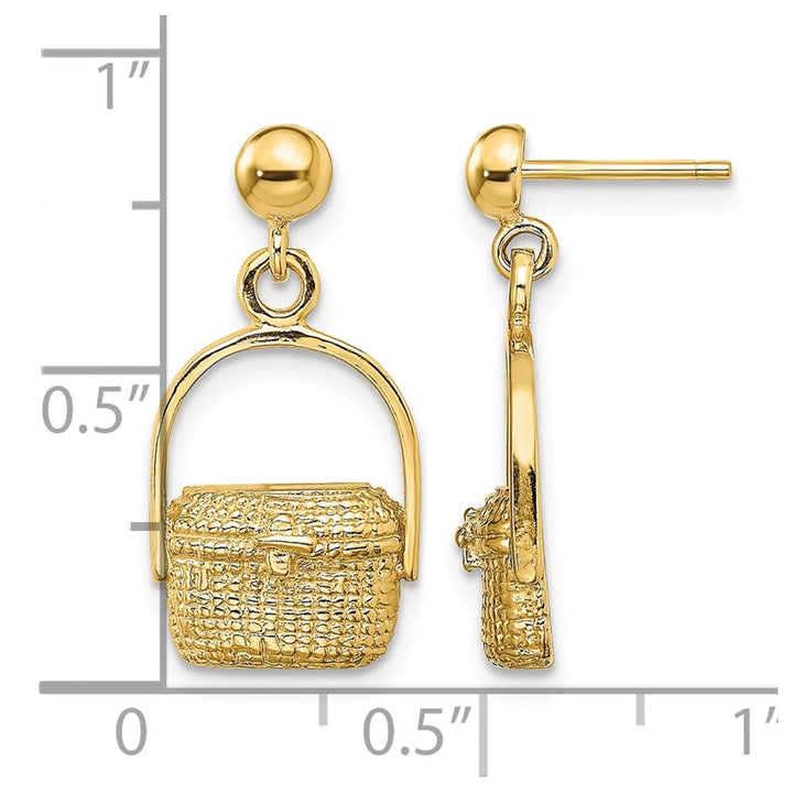 14K Yellow Gold Nantucket Basket Dangle Post 20.8 x 10.8 mm Earrings, view 4 of 4