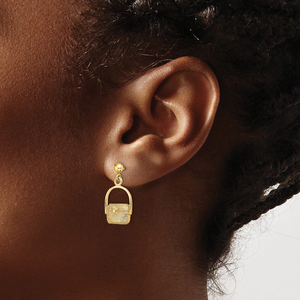 14K Yellow Gold Nantucket Basket Dangle Post 20.8 x 10.8 mm Earrings, view 3 of 4
