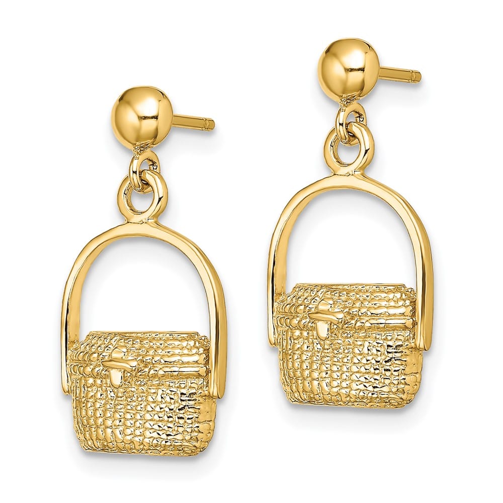 14K Yellow Gold Nantucket Basket Dangle Post 20.8 x 10.8 mm Earrings, view 2 of 4