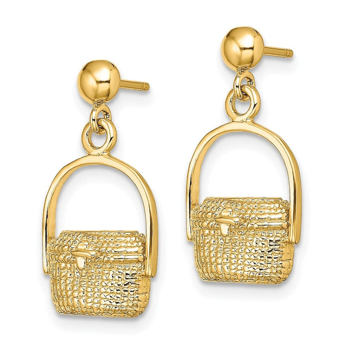 14K Yellow Gold Nantucket Basket Dangle Post 20.8 x 10.8 mm Earrings, view 2 of 4