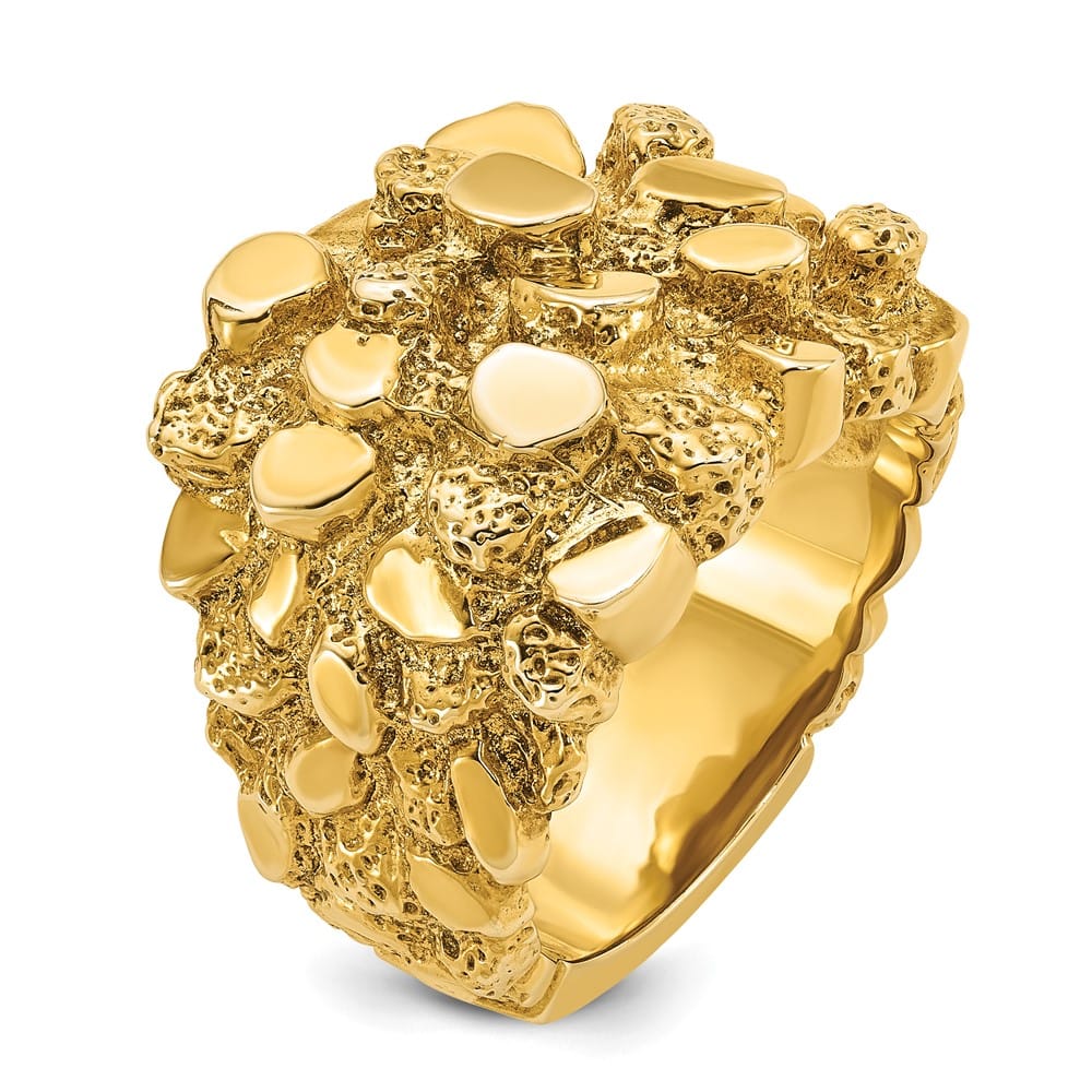 14k Yellow Gold Nugget Men's Ring