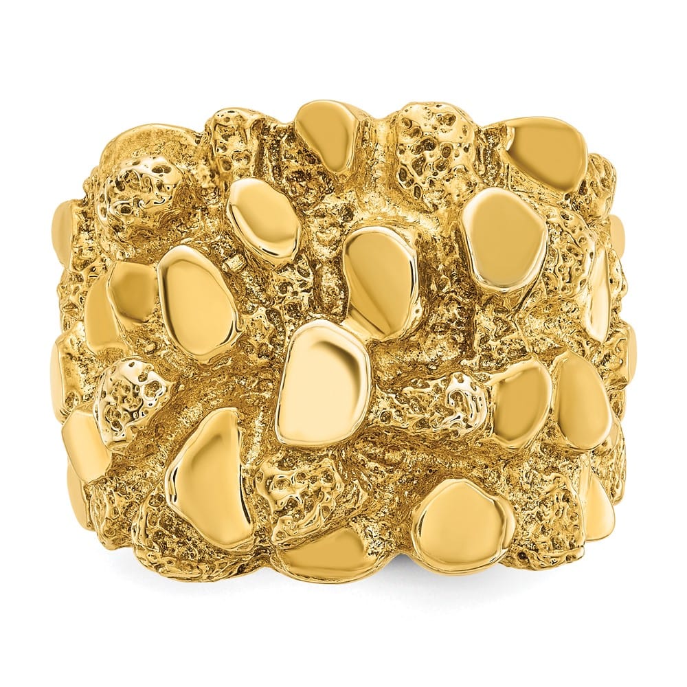 14k Yellow Gold Nugget Men's Ring