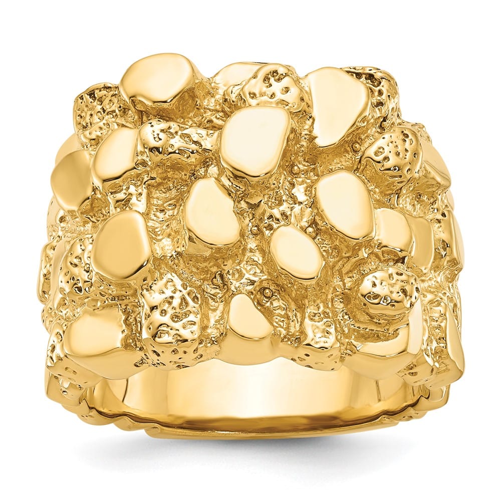 14k Yellow Gold Nugget Men's Ring