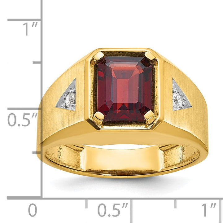 14k Yellow Gold Octagon Garnet Diamond Men's Ring