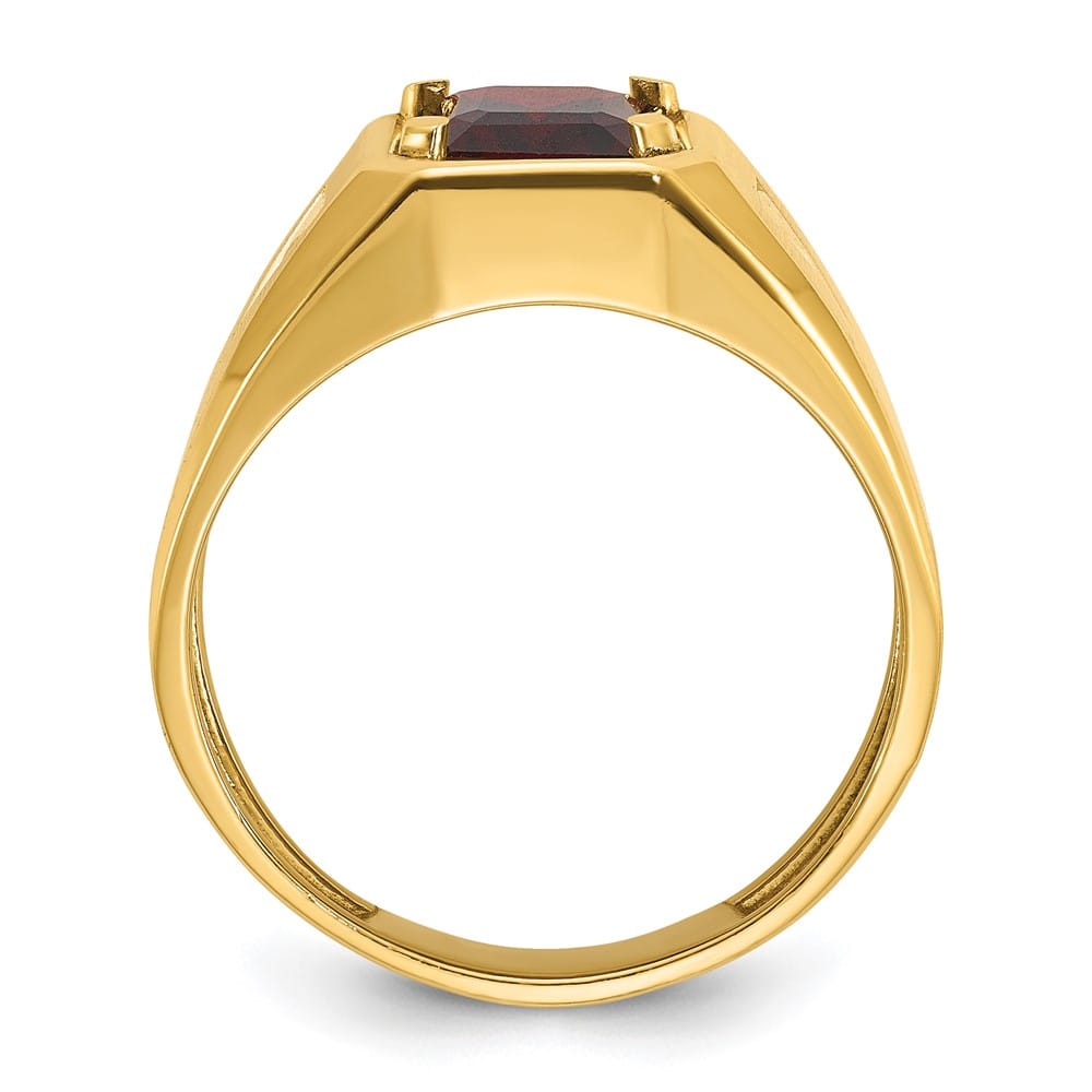 14k Yellow Gold Octagon Garnet Diamond Men's Ring