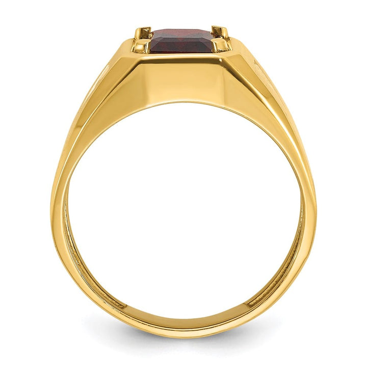 14k Yellow Gold Octagon Garnet Diamond Men's Ring