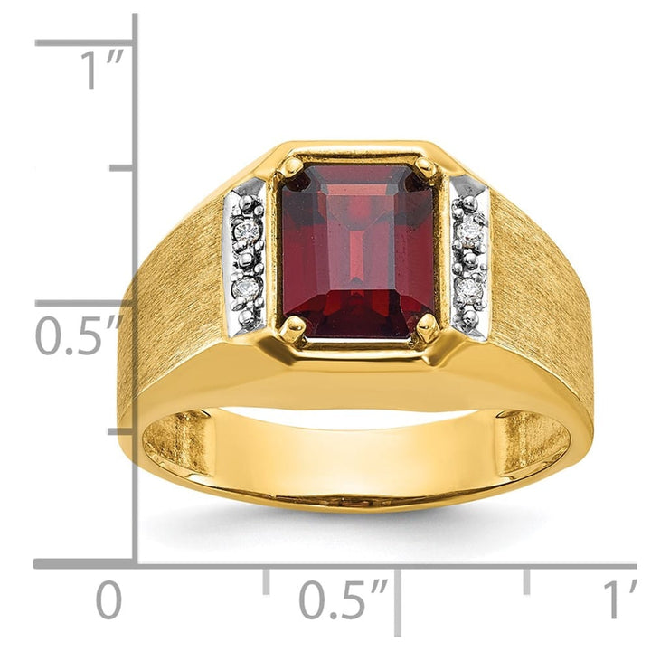 14k Yellow Gold Octagon Lab Created Ruby Diamond Men's Ring
