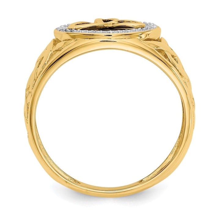 14k Yellow Gold Onyx Diamond Trinity Knot Celtic Ring