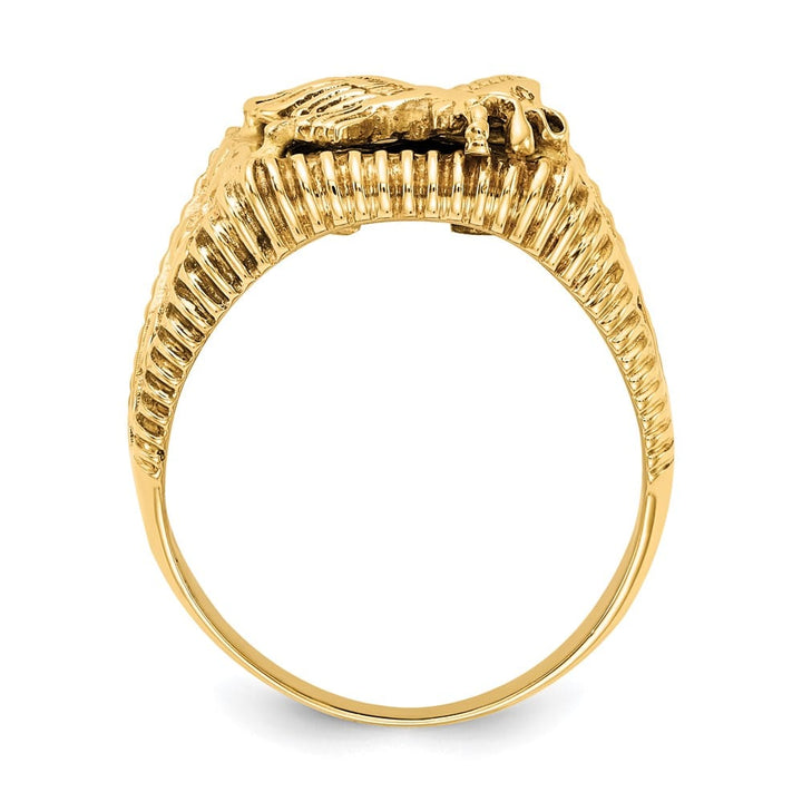 14k Yellow Gold Onyx Eagle Men's Ring