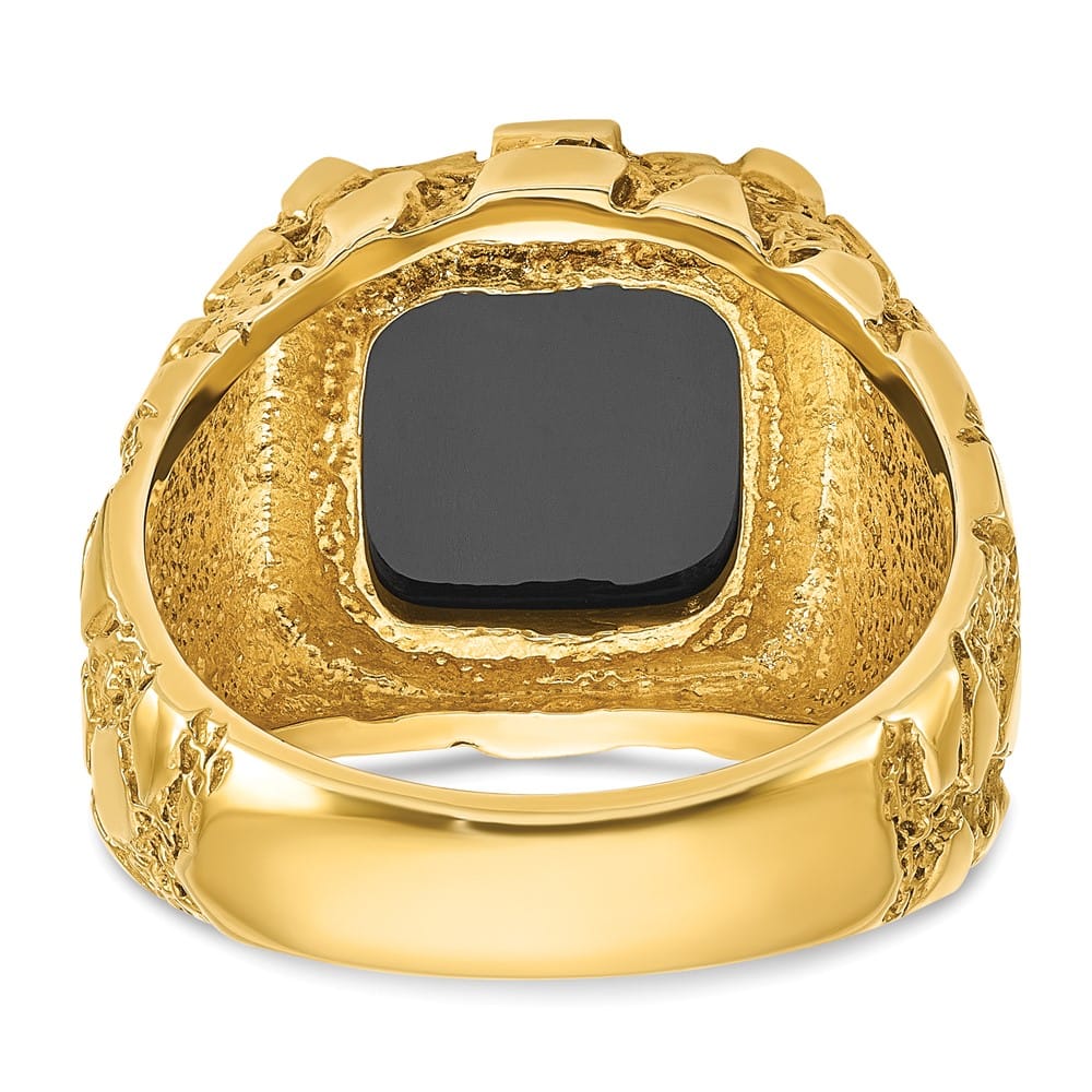 14k Yellow Gold Onyx Nugget Men's Ring