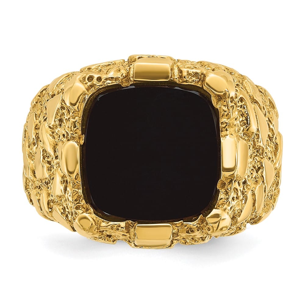 14k Yellow Gold Onyx Nugget Men's Ring
