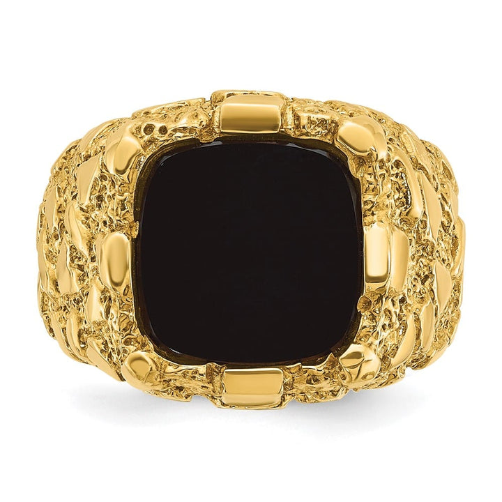 14k Yellow Gold Onyx Nugget Men's Ring