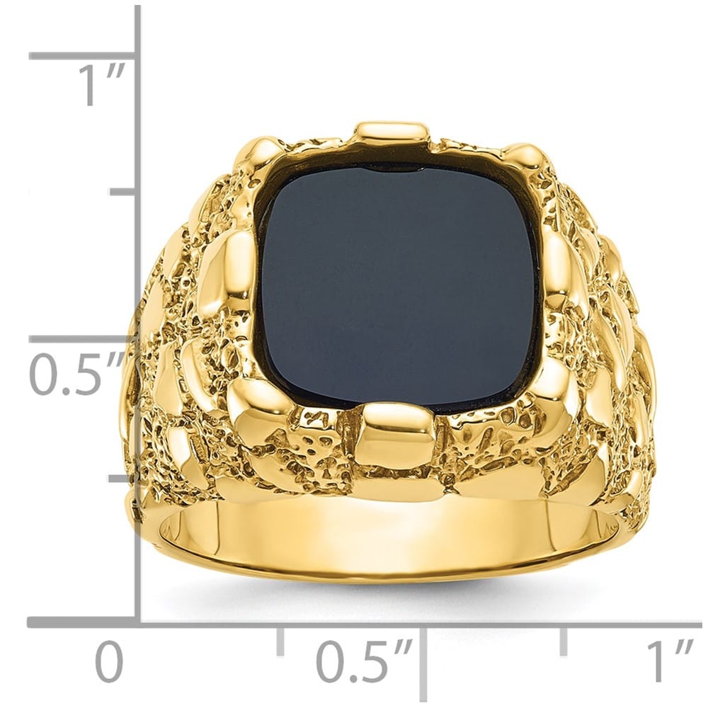 14k Yellow Gold Onyx Nugget Men's Ring