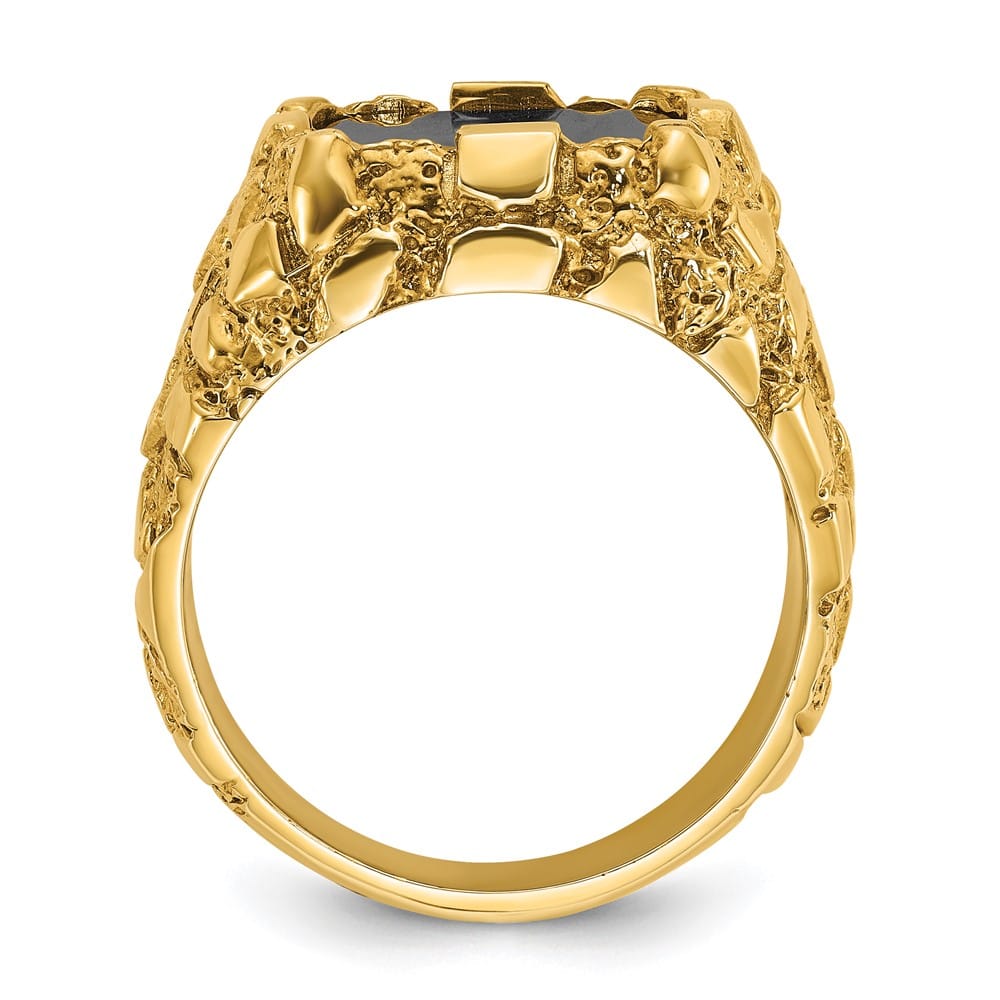 14k Yellow Gold Onyx Nugget Men's Ring