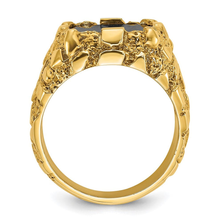 14k Yellow Gold Onyx Nugget Men's Ring