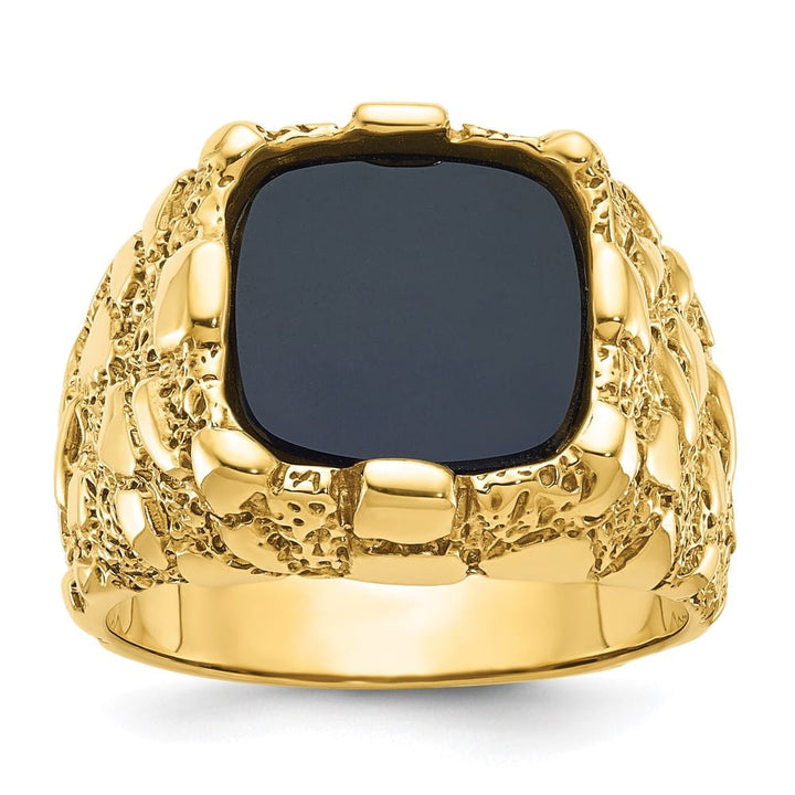 14k Yellow Gold Onyx Nugget Men's Ring