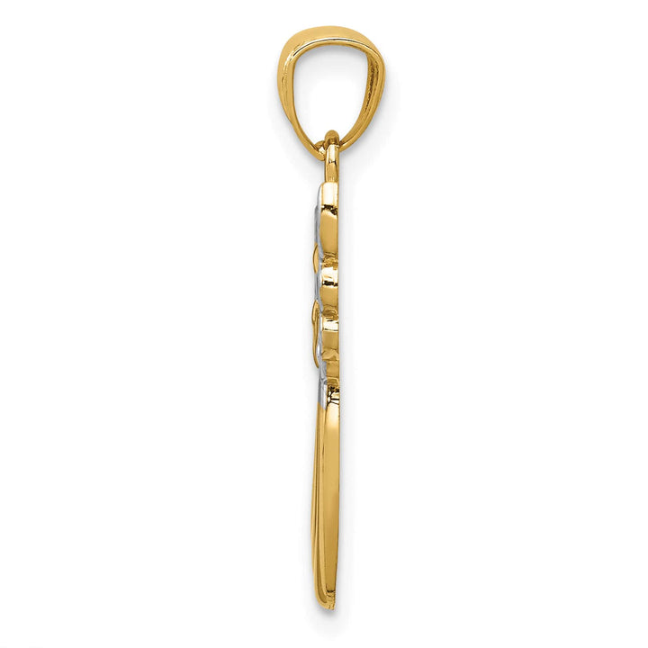 14K Yellow Gold Open Filigree Guardian Angel Pendant
