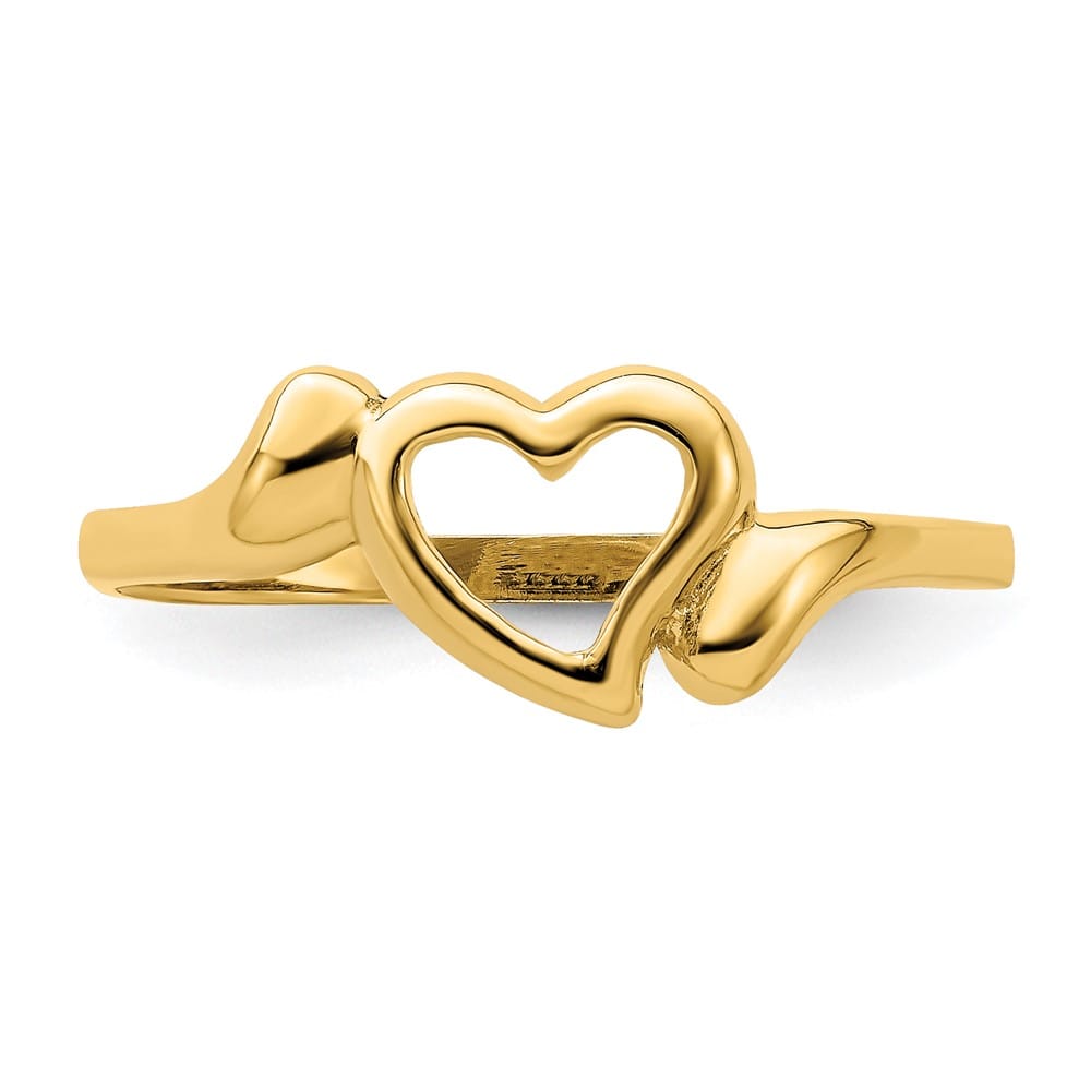 14k Yellow Gold Open Heart with Swirl Ring