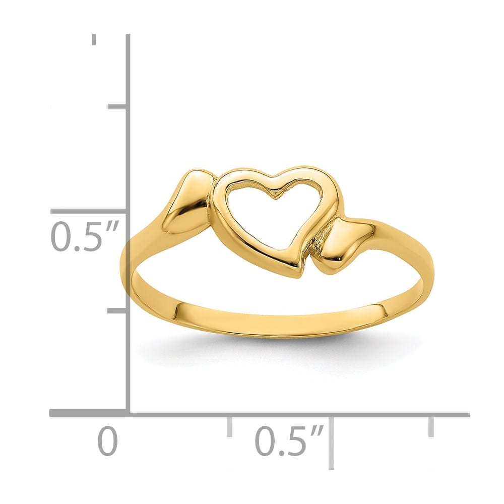 14k Yellow Gold Open Heart with Swirl Ring