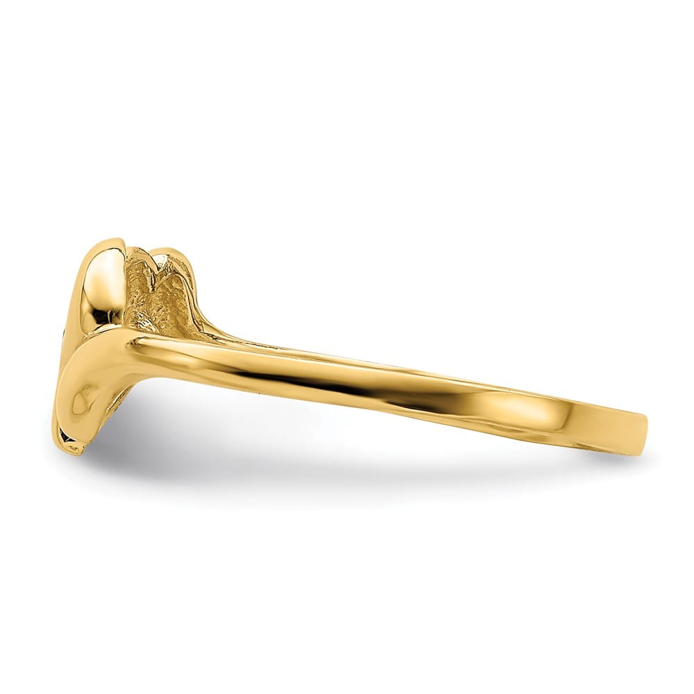 14k Yellow Gold Open Heart with Swirl Ring