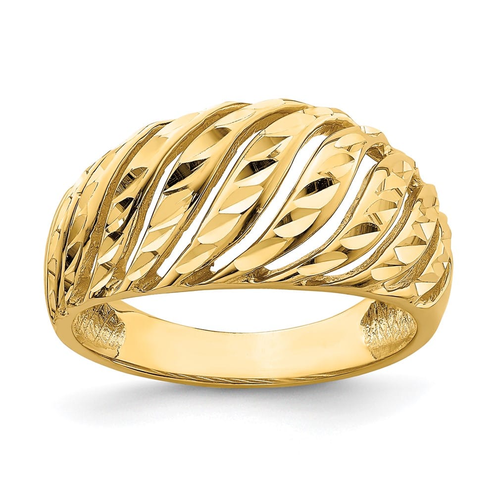 14k Yellow Gold Open Slash D.C. Dome Ring