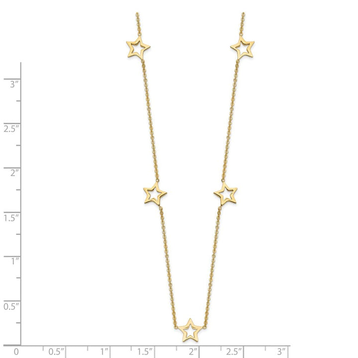 14K Yellow Gold Open Stars 16 inch Necklace