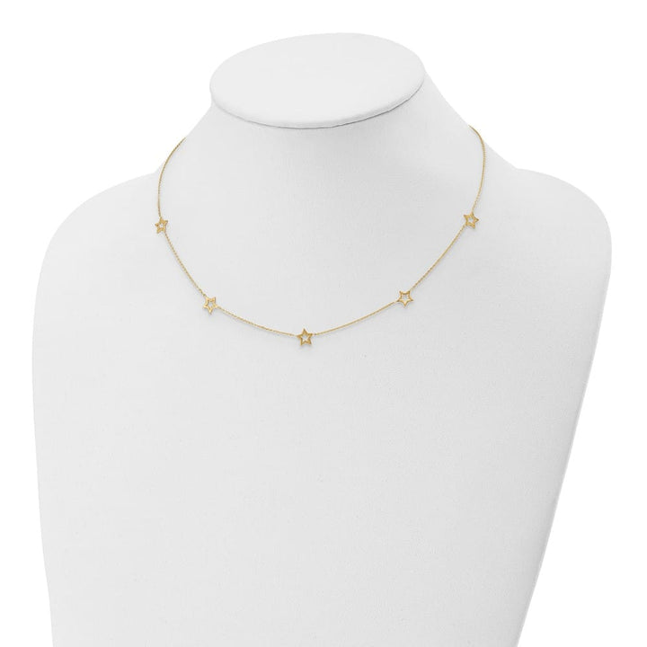 14K Yellow Gold Open Stars 16 inch Necklace