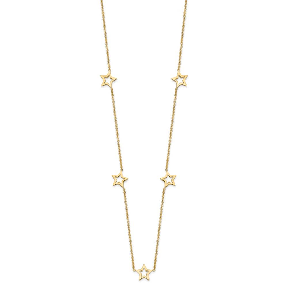 14K Yellow Gold Open Stars 16 inch Necklace