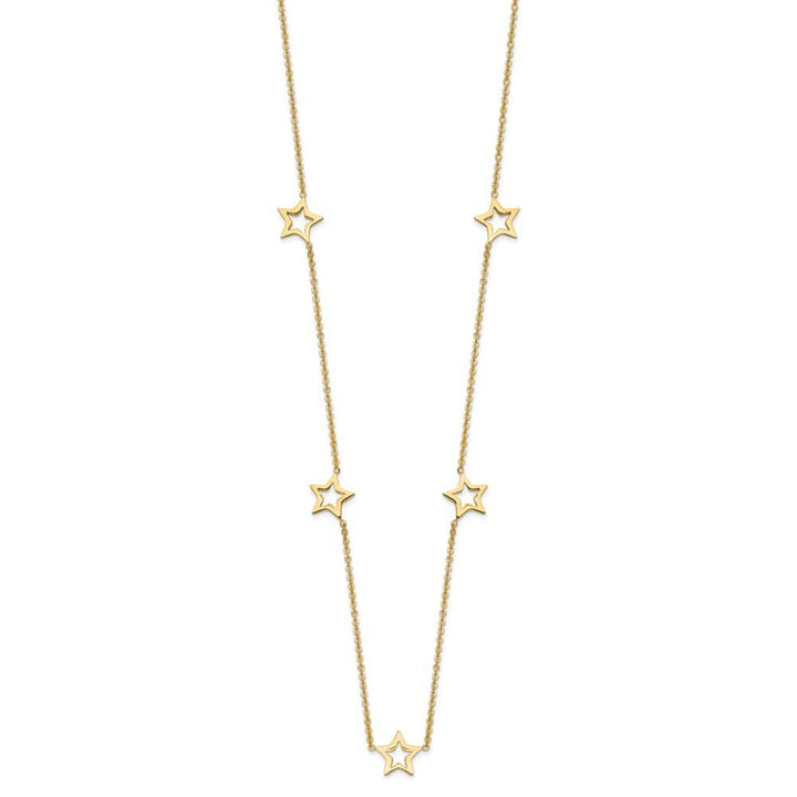 14K Yellow Gold Open Stars 16 inch Necklace