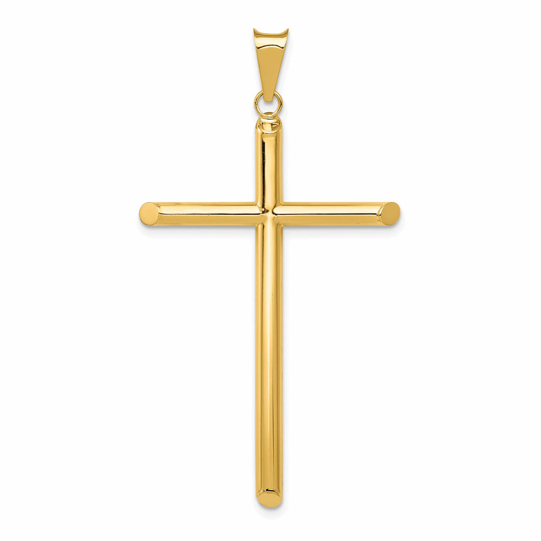 Lovely Rita's 14K Yellow Gold Ornate Polished Tube Hollow Latin Cross Pendant