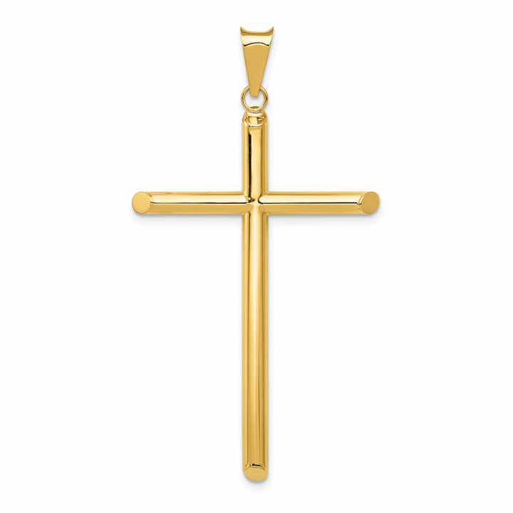 Lovely Rita's 14K Yellow Gold Ornate Polished Tube Hollow Latin Cross Pendant