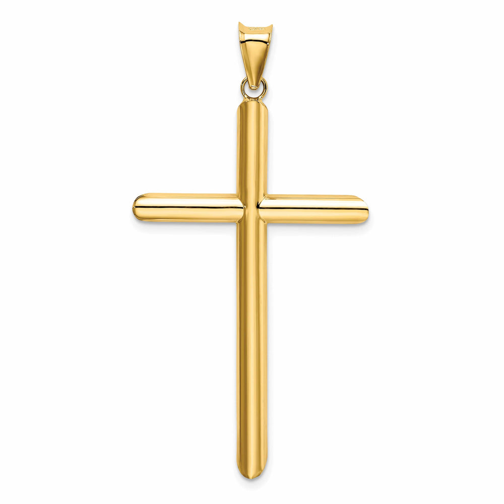 Lovely Rita's 14K Yellow Gold Ornate Polished Tube Hollow Latin Cross Pendant