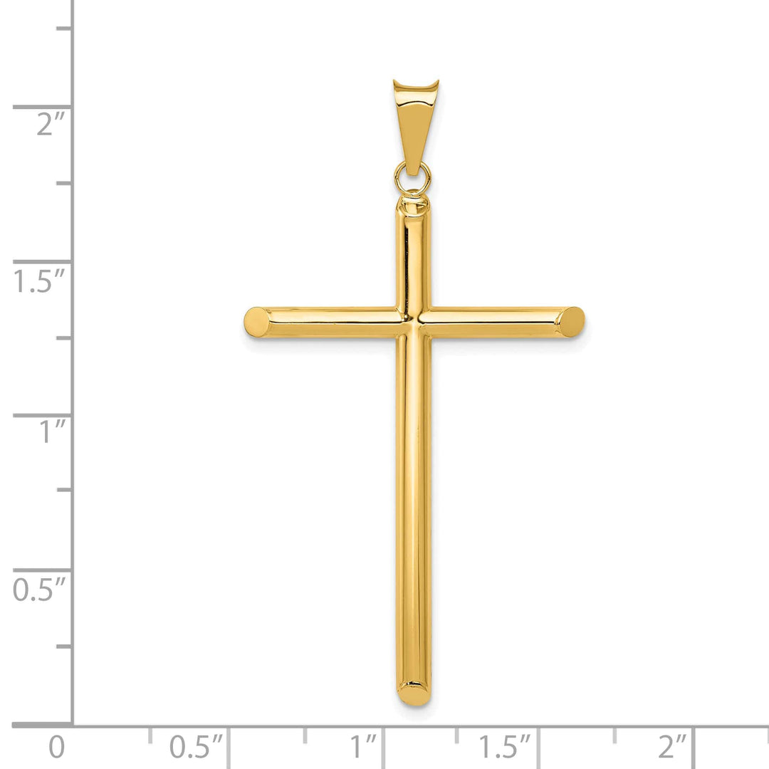 Lovely Rita's 14K Yellow Gold Ornate Polished Tube Hollow Latin Cross Pendant