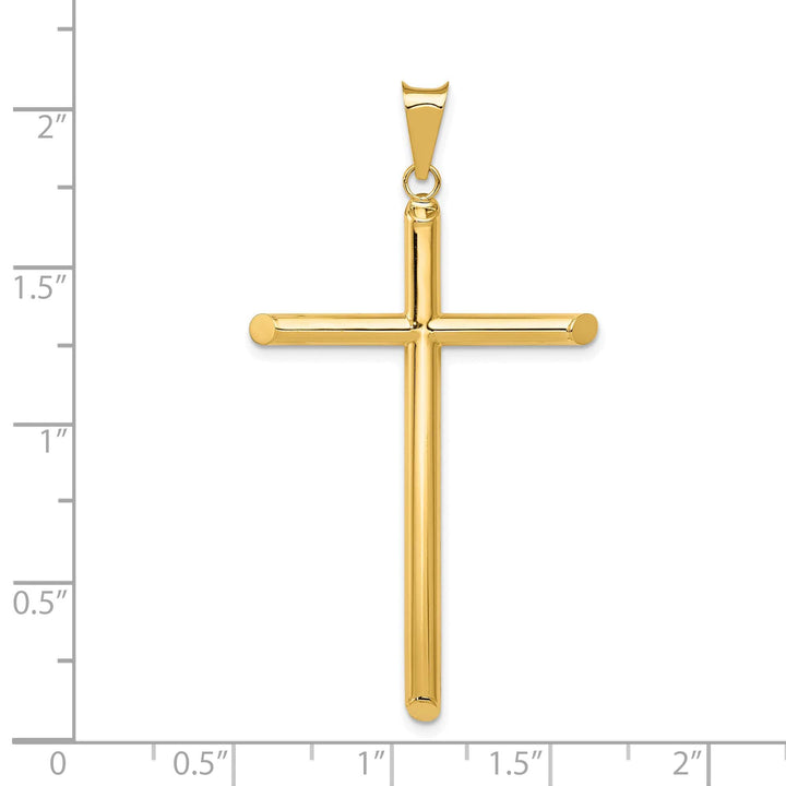 Lovely Rita's 14K Yellow Gold Ornate Polished Tube Hollow Latin Cross Pendant