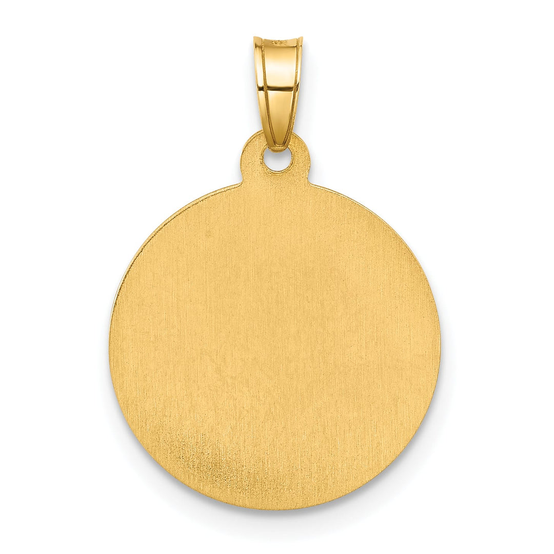 14K Yellow Gold Our Lady of Mt. Carmel Medal Round Pendant