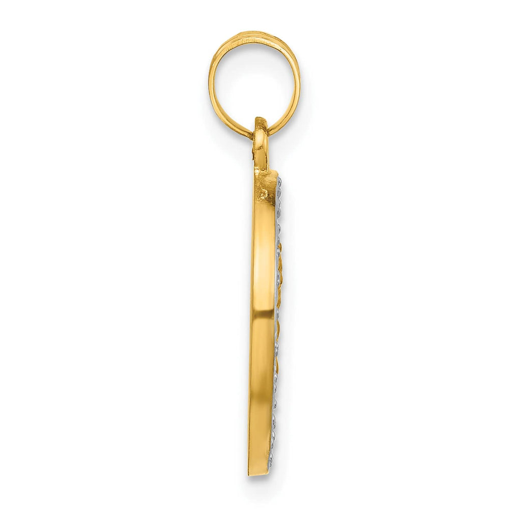 14K Yellow Gold Our Lady of Mt. Carmel Medal Round Pendant