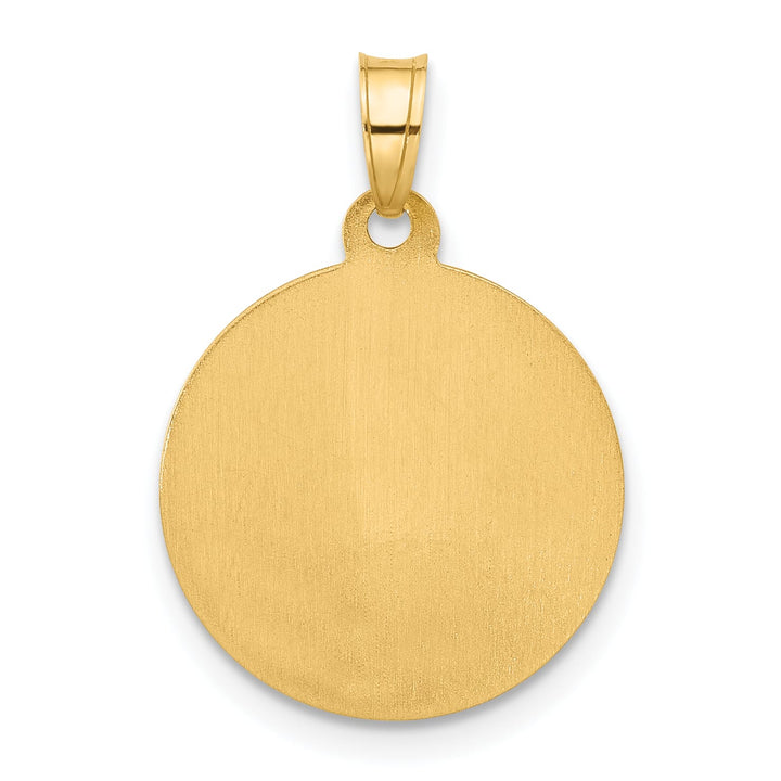 14K Yellow Gold Our Lady of Mt. Carmel Medal Round Pendant