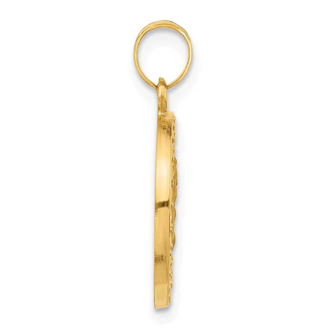 14K Yellow Gold Our Lady of Mt. Carmel Medal Round Pendant