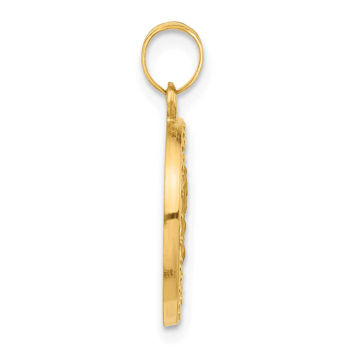 14K Yellow Gold Our Lady of Mt. Carmel Medal Round Pendant