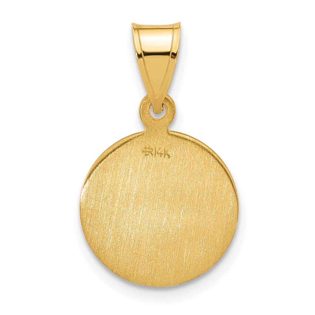 14K Yellow Gold Our Lady of Perpetual Help Medal Round Pendant