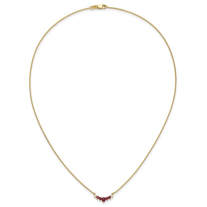 14K Yellow Gold Oval and Round Ruby and Diamond 18 Inch Necklace