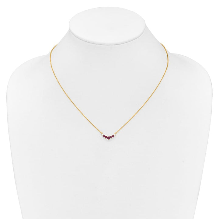 14K Yellow Gold Oval and Round Ruby and Diamond 18 Inch Necklace