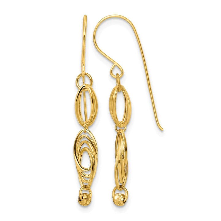 14K Yellow Gold Oval Links Dangle French Hook Earrings, view 1 of 4