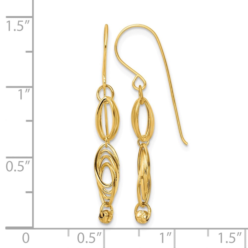 14K Yellow Gold Oval Links Dangle French Hook Earrings, view 3 of 4