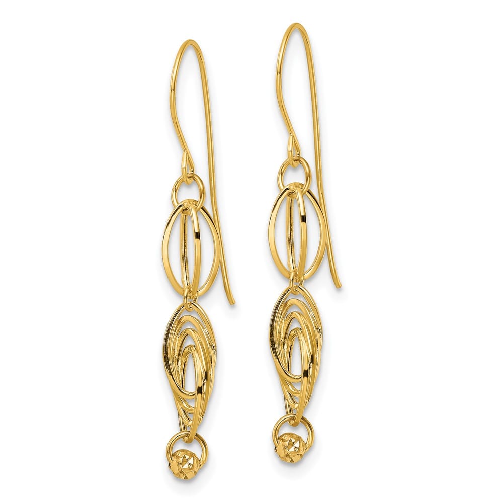 14K Yellow Gold Oval Links Dangle French Hook Earrings, view 2 of 4